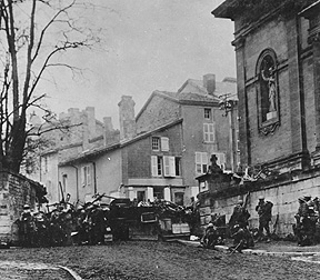 353rd Infantry near a church at Stenay, Meuse in France